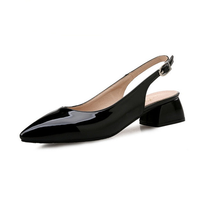 Women Pumps High Heels Shoes Female Fashion Patent leather Thick Heel Ladies Shoe Buckle Strap Pointed Toe Wedding Shoes Heels