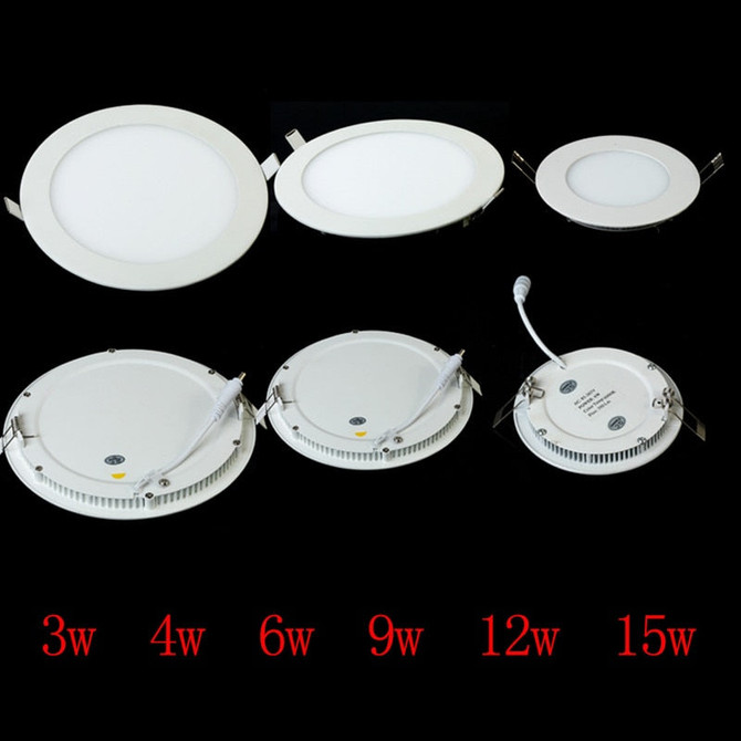 Dimmable Ultra thin 10pcs/lot 3W/4W/6W/9W/12W/15W/25W LED Ceiling Recessed Grid Downlight/Slim Round Panel Light