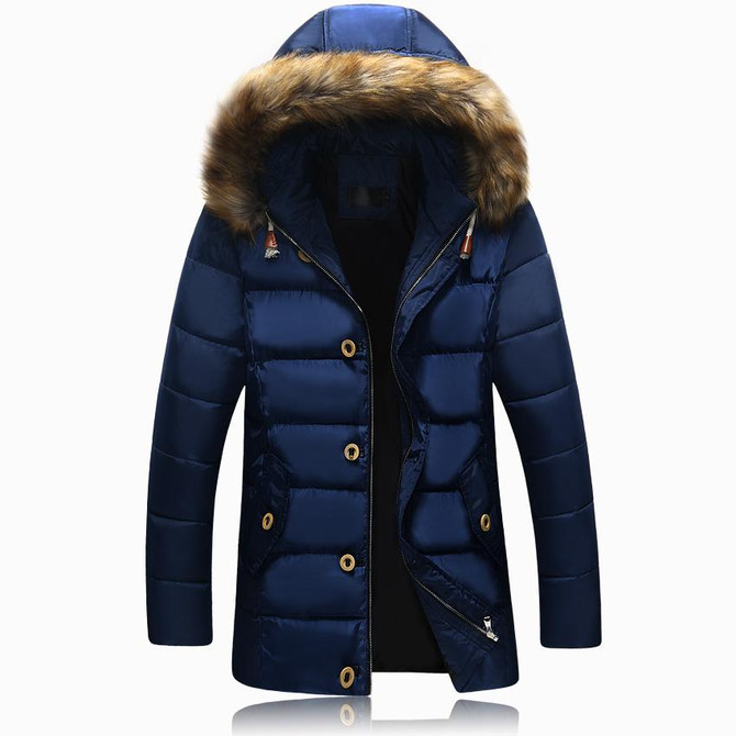 Men's Waterproof Long Winter Jacket with Fur Collar - 2017 Casual Hooded Coat for Cold Weather