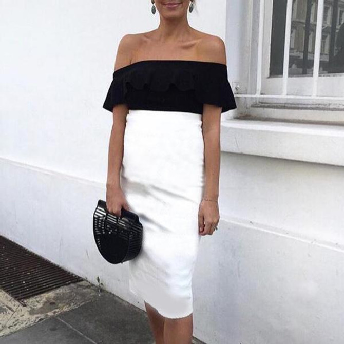 Maternity Color Block Off Shoulder Dress