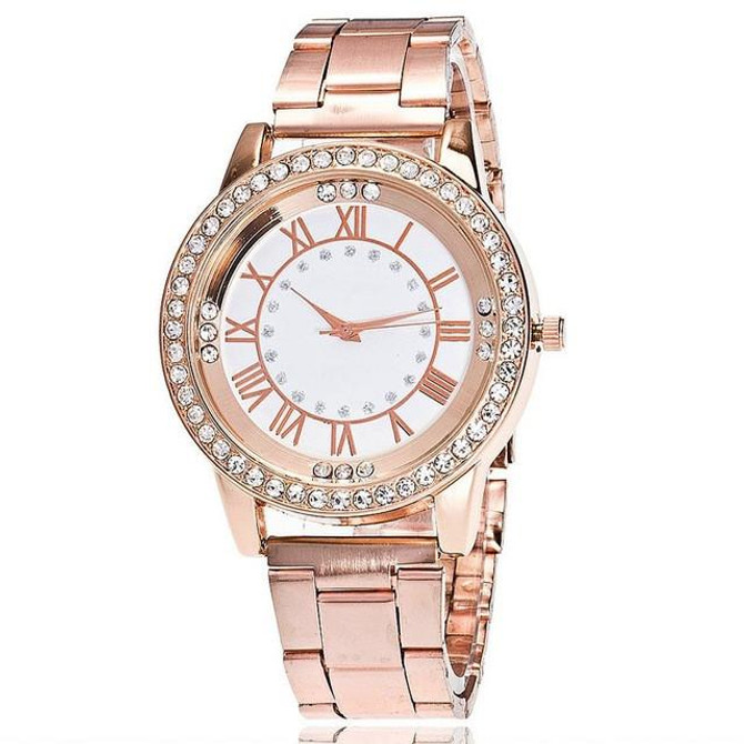 Stainless Steel Wrist Watchs Crystal Rhinestone Women Analog Quartz Bracelet Watch