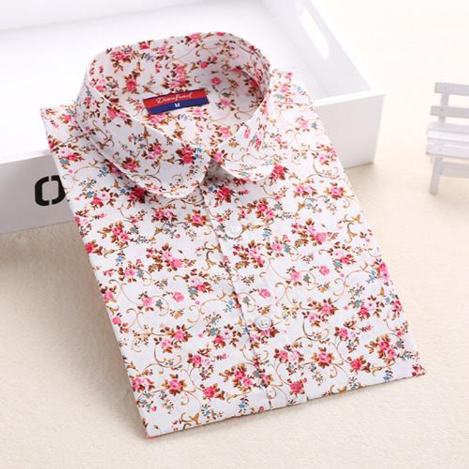 New Cotton Women Vintage Shirts Turn Down Collar Shirt Blusas Femininas 5XL Plus Size Long Sleeve Blouses Floral Women Tops 2016