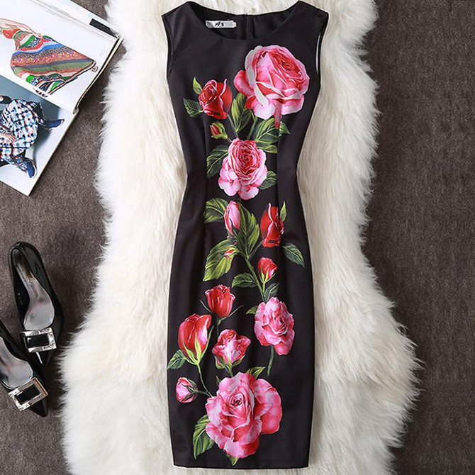 Fenghua Summer Dress Women 2017 Party Elegant Sexy Slim Casual Dresses Floral Vintage Office Bodycon Dress Plus Size 3XL 4XL