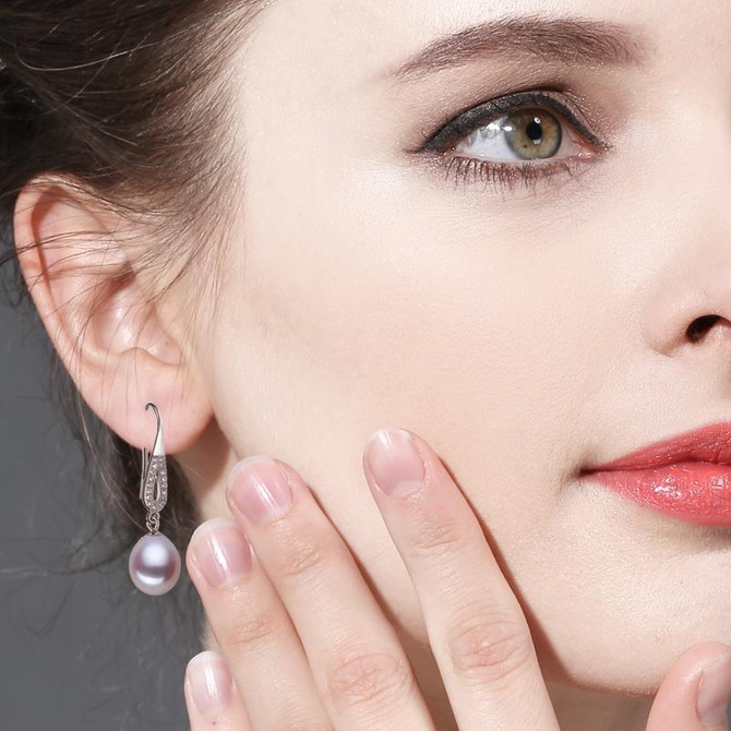 FENASY Pearl earring, Pearl with 925 Sterling Silver earrings,wedding Birthday gift Jewelry Women fashion earrings ,E017