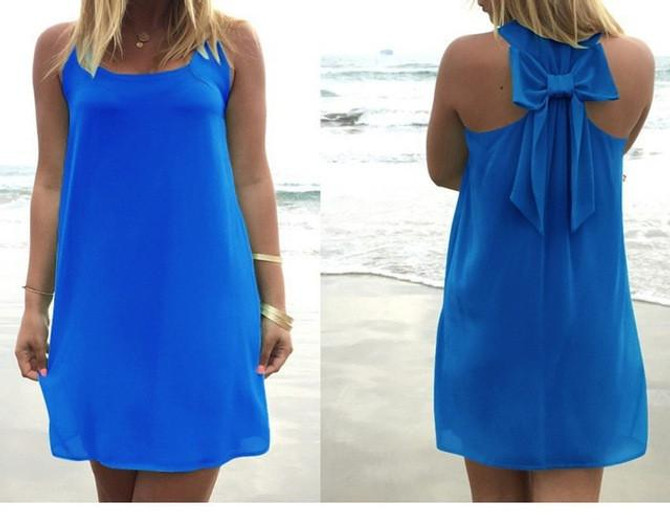 2017 new arrivals summer dress chiffon fashion bow women beach dress female