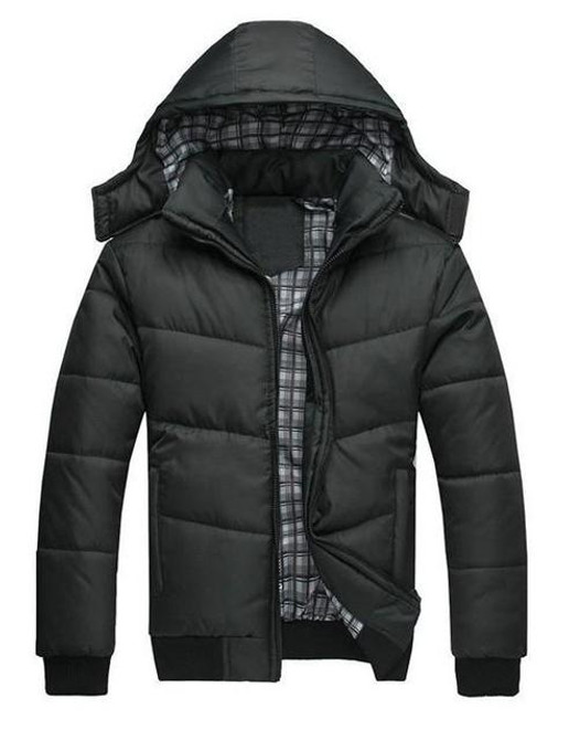 2016 Winter Coat Men quilted black puffer jacket warm fashion male overcoat parka outwear cotton padded hooded coat