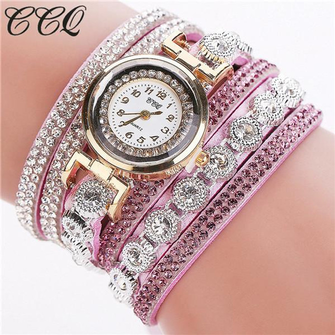 CCQ 2017 New Fashion Luxury Rhinestone Bracelet Women Watch Ladies Quartz Watch Casual Women Wristwatch Relogio Feminino C43