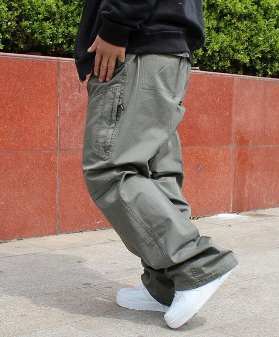 Big Size Cargo Pants Men Hip Hop Harem Trousers Casual Loose Wide Leg Pockets Pants