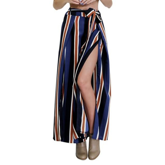 Hot Sale Sexy Women Pants High Waist Flare Wide Leg Lady Long Trousers Fashion Striped Pants