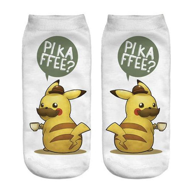 % New Arrival Kawaii Harajuku Pokemon Pikachu Socks 3D Printed Cartoon Women's Low Cut Ankle Socks Novelty Casual Socks Meias D