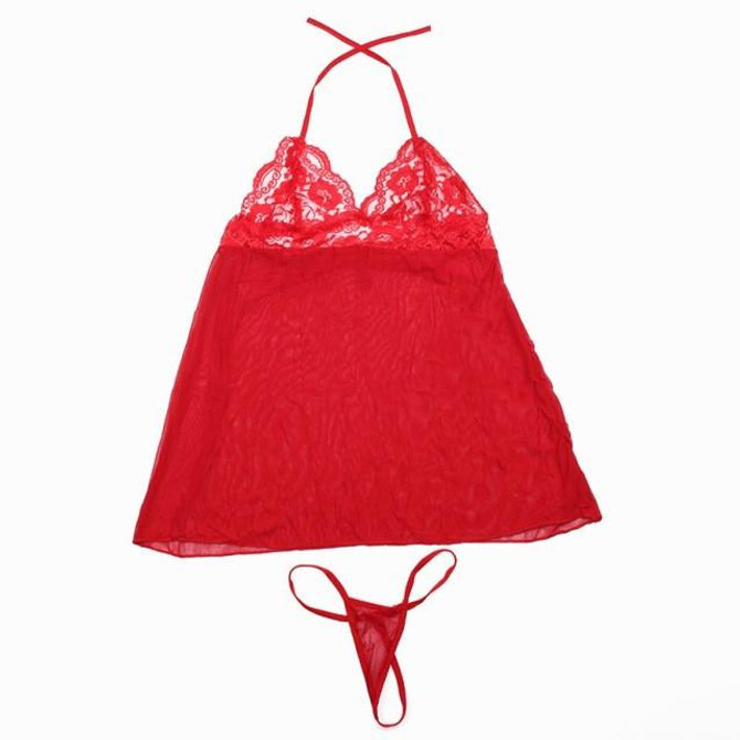 Hot Plus Size Women's Sexy Lingerie Lace Dress Underwear Babydoll Sleepwear+G-string