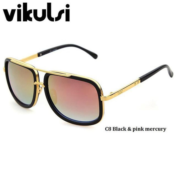High Fashion Square Mens Sunglasses Brand Designer Unisex Gold Metal Frame Male Eyewear Quality Gradient Sun Glasses For Women