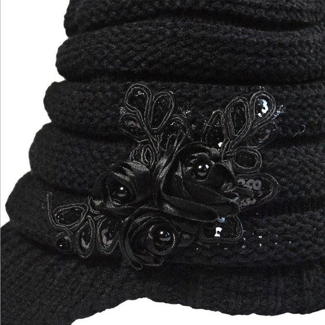 Fashion Winter Tide Hat Glitter Appliqué Knit Wool Hat Warm Hat