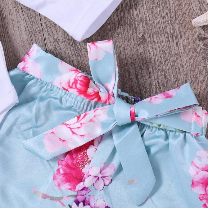 Baby Girls Long Sleeve Floral Printed Romper & Pants & Headband