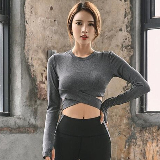 Women's Sports Wear For Fitness Running Jogging Seamless Long Sleeve Gym Woman Sport Shirt Yoga Top Female Workout Tops T-shirt