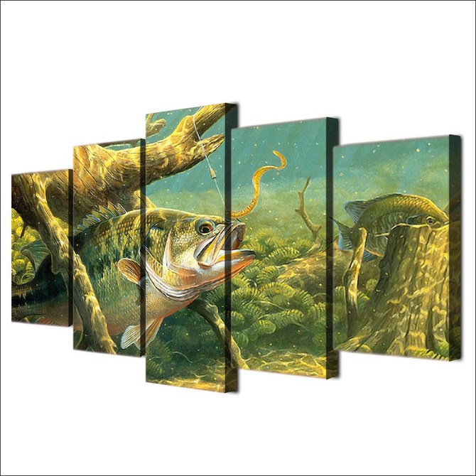 HD Printed 5 Piece Canvas Painting Ocean Fish Wall Art Kids Print Wall Pictures Living Room