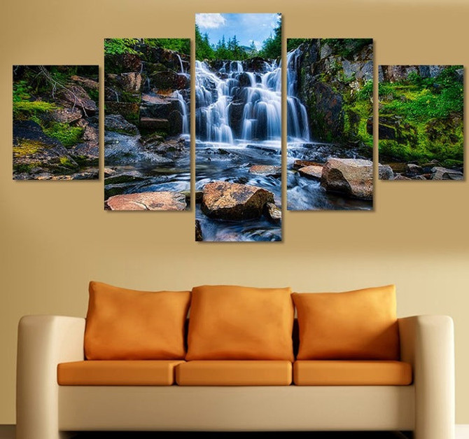 5 pieces Waterfall Canvas Painting Decor Canvas Art HD Print Picture