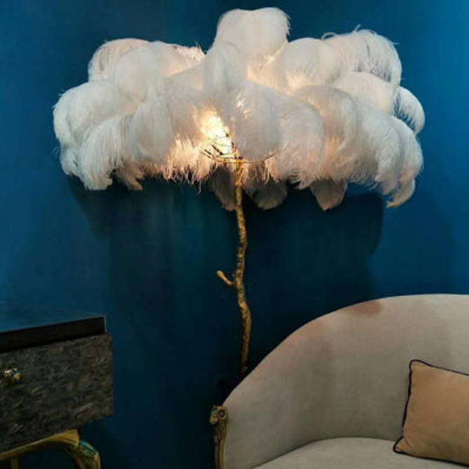 Vintage Ostrich Feather Floor Lamp