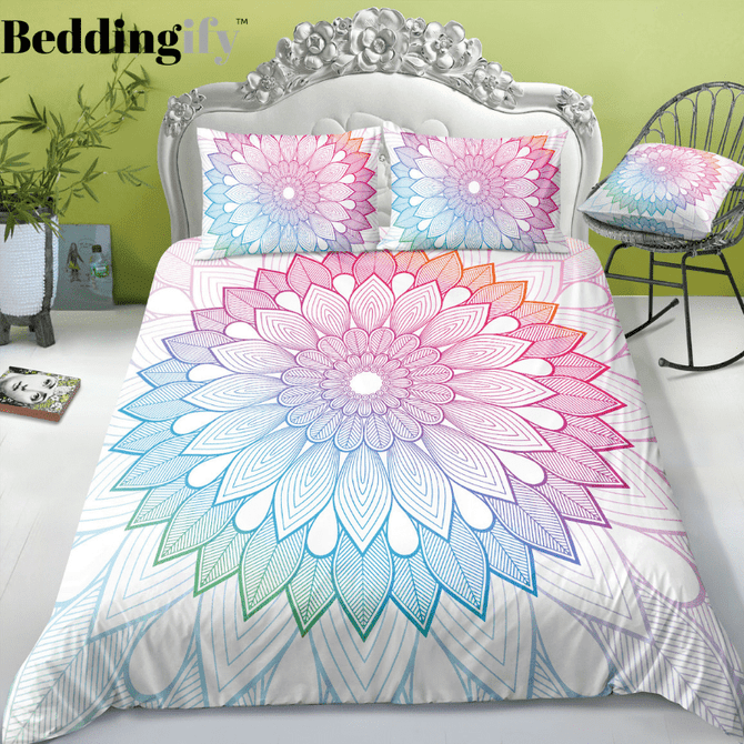 Light Blue Green Mandala Bedding Set