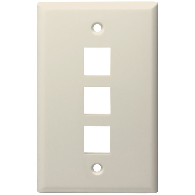 Datacomm Electronics 3-port Standard Size Keystone Wall Plate (lite Almond)