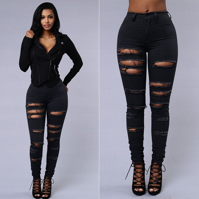 Ripped High Waist Skinny Jeans