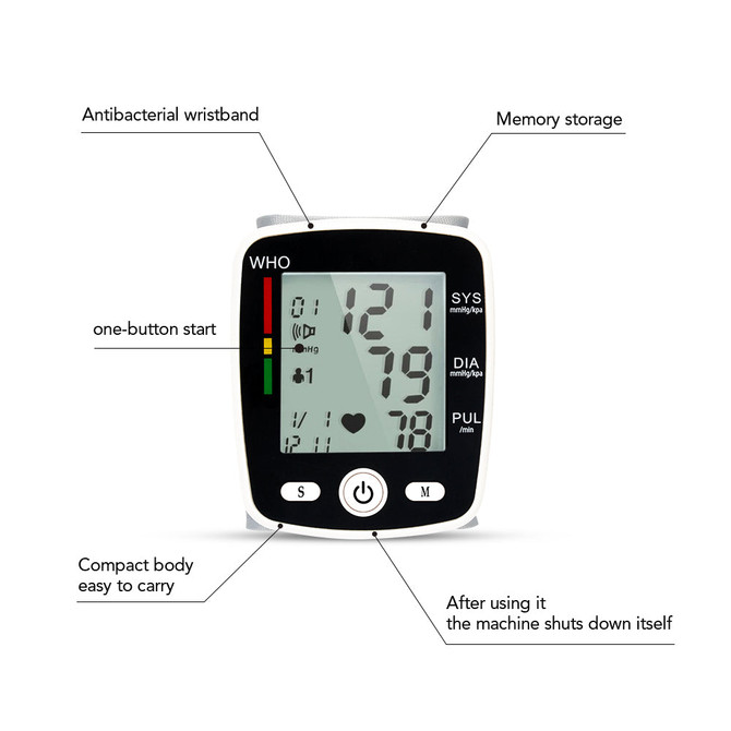 USB Rechargeable Digital Wrist Blood Pressure Monitor
