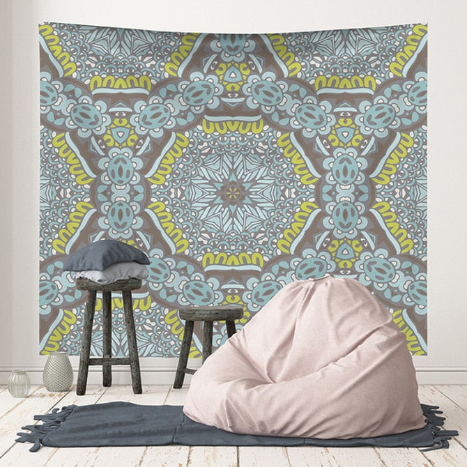Black Mandala Indian Tapestry Wall Hanging Bohemian