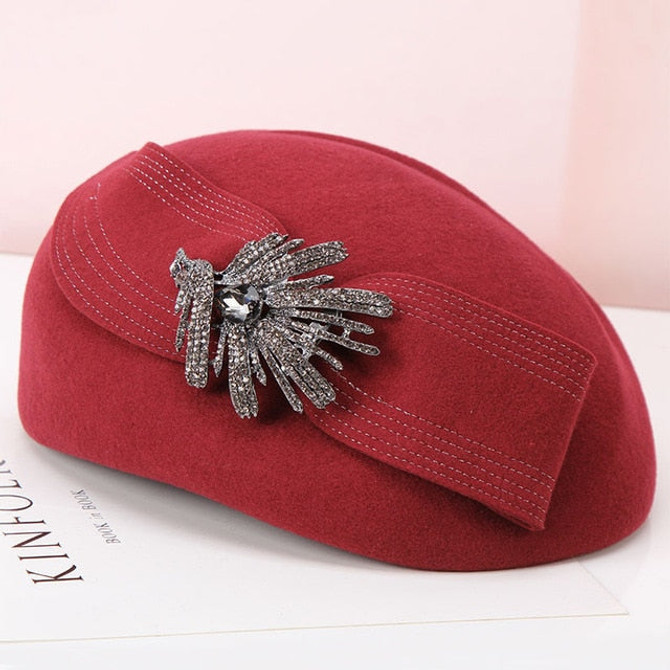 Lady Rhinestone Decorated Fedoras Hat Women's Fashion Wool Hat Girls