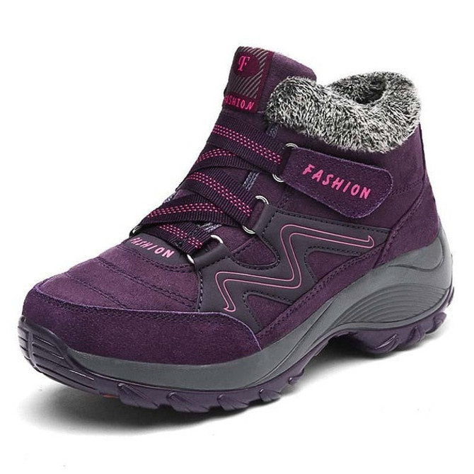 Winter Women's Snow Boots Leather Women Warm Thick Plush Snow Boots