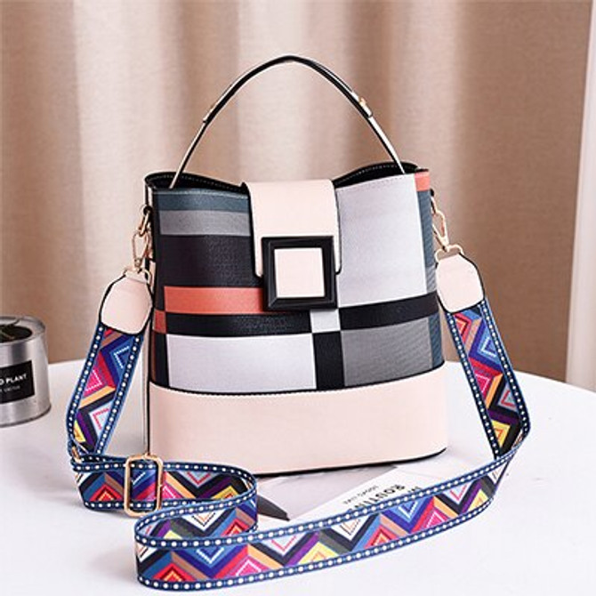 2020 New Arrival High Quality Plaid Bucket Wide Straps Shoulder Messenger Bags Casual Fashion Women Purses белая Сумка женская