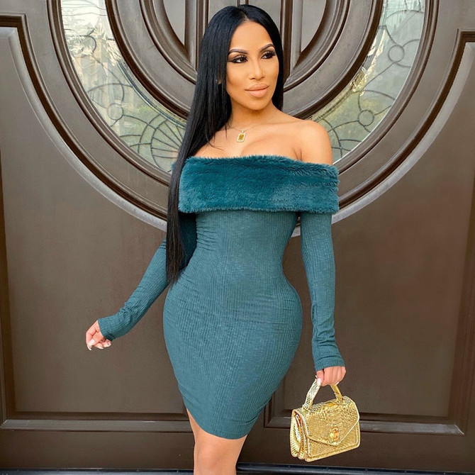Ocstrade Sexy Off Shoulder Bodycon Bandage Dress Long Sleeve Rayon Bandage Dress Bodycon Celebrity Club Evening Party Dress