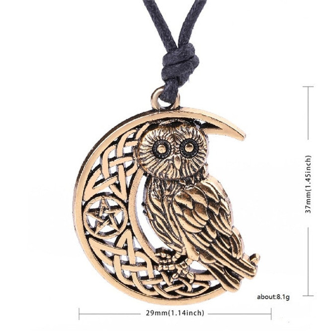 Crescent Moon Owl Pendant