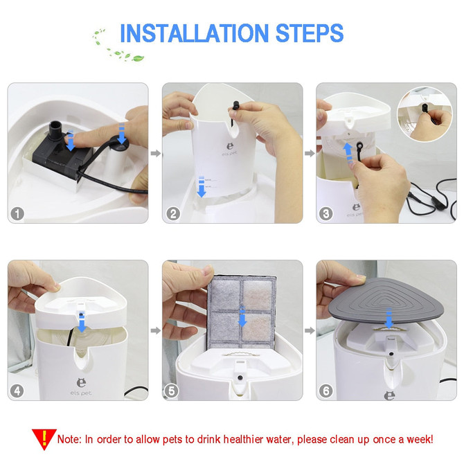 1.8L Cat Water Fountain Quiet Automatic Pet Water Dispenser For Cats Dogs Birds Electric Drinking Bowl Activated Carbon Filter