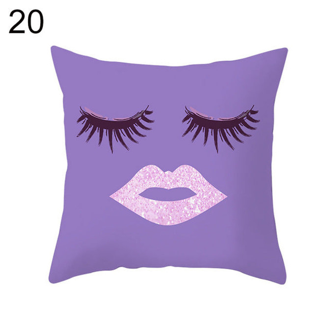 Fashion Glitter Eyelash Lipstick Pillow