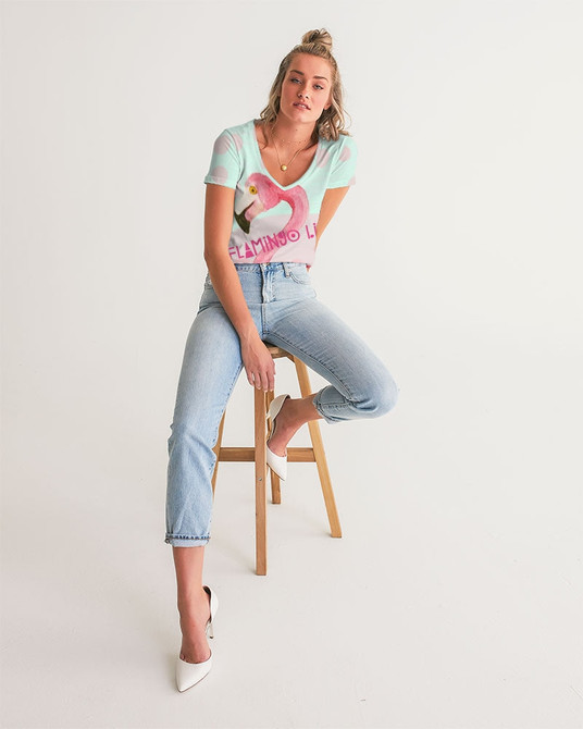 Flamingo Life FLAMINGO FUN Women's V-Neck Tee