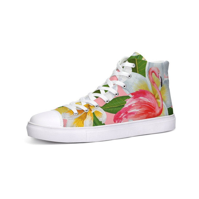 Flamingo Life Plumeria Hightop Canvas Shoes in Mens and Womens Sizes