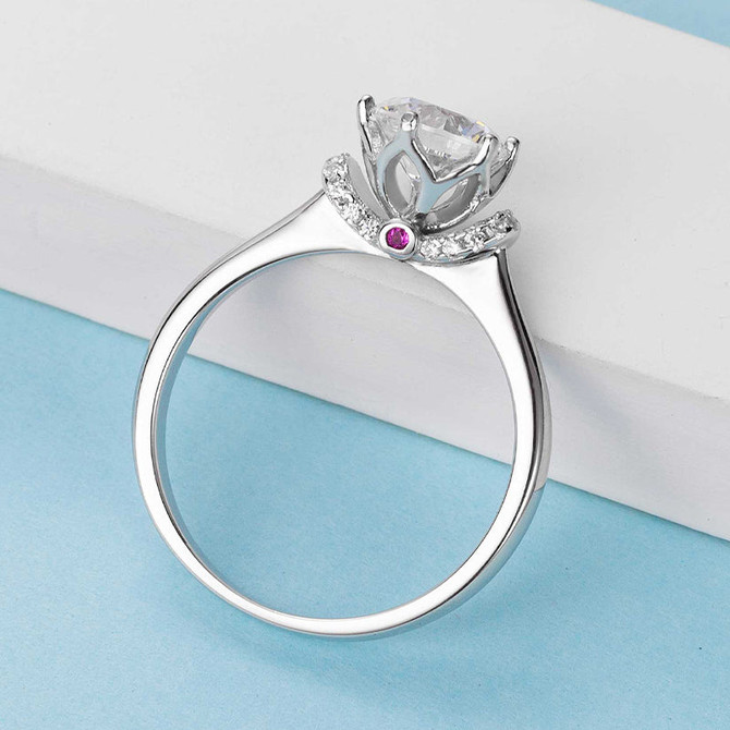 Classic Round Cut Moissanite Diamond Love Solitaire Ring