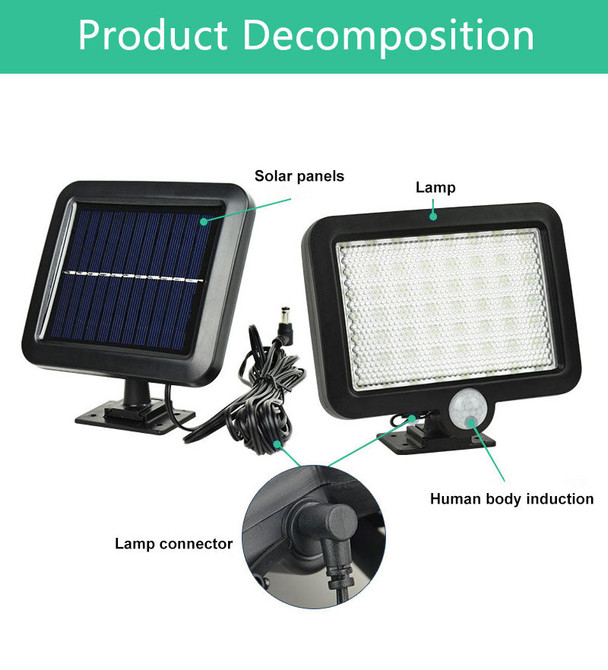 56 LED Waterproof Infrared PIR Motion Sensor Wall Light Lamp for Outdoor