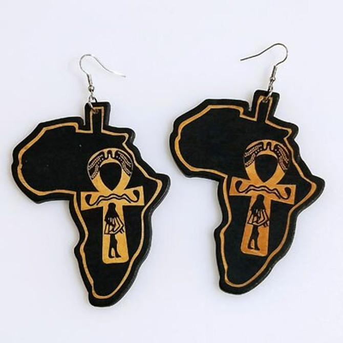 Africa Map Ankh Earrings
