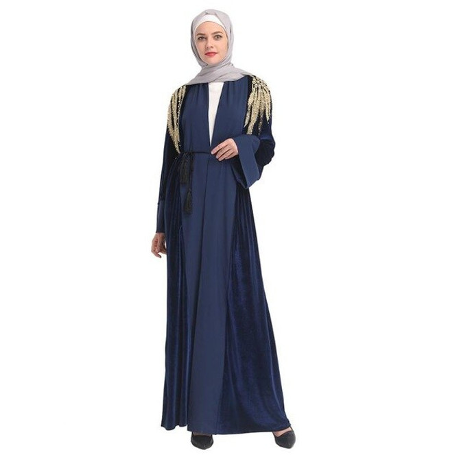 2019 Womens luxury winter abaya velvet dubai turkey arab beaded embroidery muslim elegant kaftans islamic cloth wholesale abaya