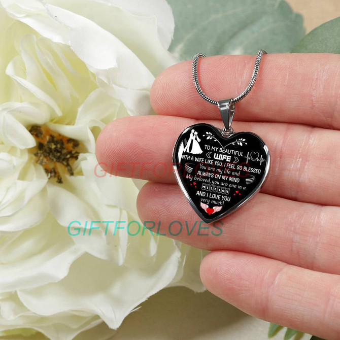 To my wife: Gift Ideas for wife, beautiful wife necklace, wife necklace, to my wife necklace, best gifts for wife, birthday gifts for wife, husband and wife necklace 936fwsn