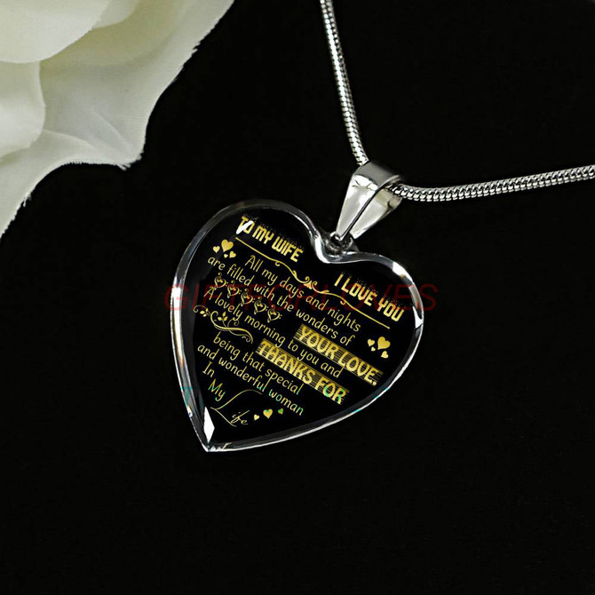 To my wife: Gift Ideas for wife, beautiful wife necklace, wife necklace, to my wife necklace, best gifts for wife, birthday gifts for wife, husband and wife necklace 801fwgn