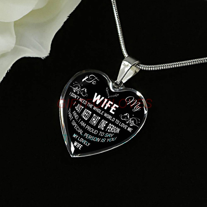 To my wife: Gift Ideas for wife, beautiful wife necklace, wife necklace, to my wife necklace, best gifts for wife, birthday gifts for wife, husband and wife necklace 797fwsn