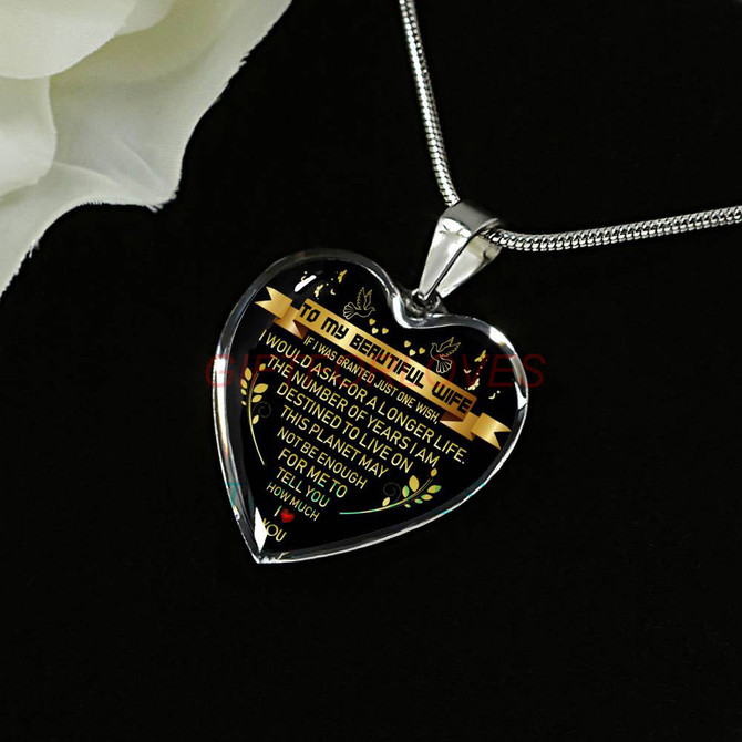To my wife: Gift Ideas for wife, beautiful wife necklace, wife necklace, to my wife necklace, best gifts for wife, birthday gifts for wife, husband and wife necklace 787fwgn