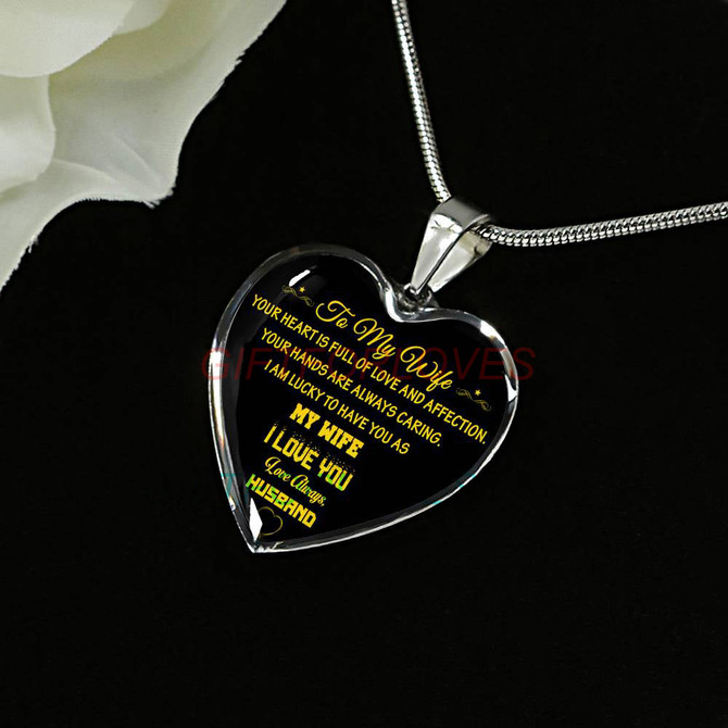 To my wife: Gift Ideas for wife, beautiful wife necklace, wife necklace, to my wife necklace, best gifts for wife, birthday gifts for wife, husband and wife necklace 764fwgn