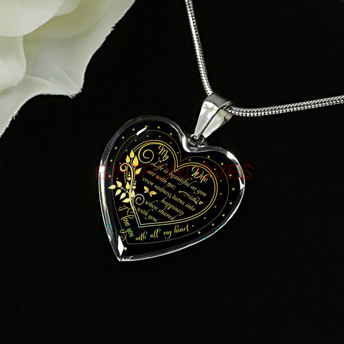 To my wife: Gift Ideas for wife, beautiful wife necklace, wife necklace, to my wife necklace, best gifts for wife, birthday gifts for wife, husband and wife necklace 661fwgn