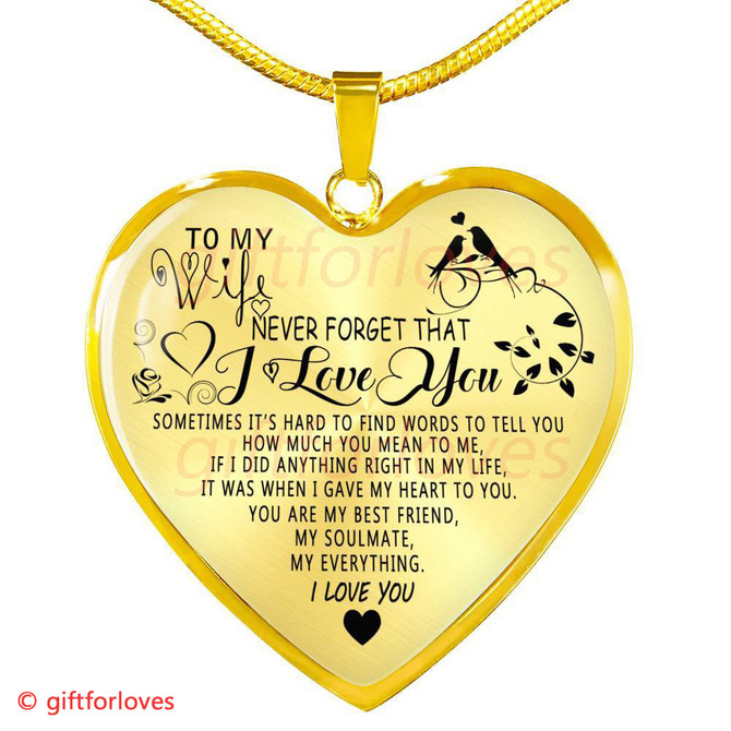 To My Wife Luxury Necklace: Husband And Wife Necklace, Birthday Gifts For Wife, Best Gifts For Wife 'Never Forget That I Love You'235wso