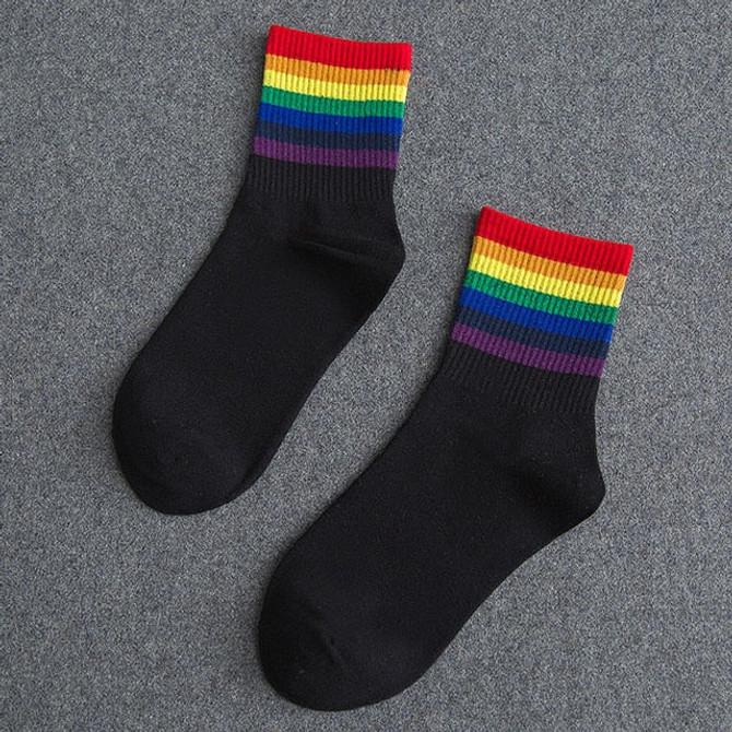 Winter Women's Socks Cotton Rainbow Stripes Socks Christmas Fashion Warm Christmas Casual Tide Socks harajuku  korean