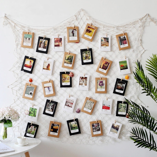 Macrame Boho Wall Hanging Photo Display Handmade Hanging Backdrop Tapestry