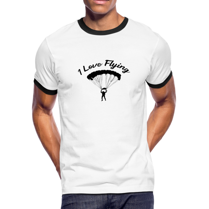 Men's Ringer T-Shirt, I Love Flying